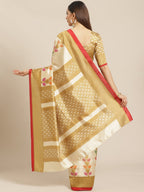 Saree Mall Beige & Cream-Coloured Printed Saree | Grocsy