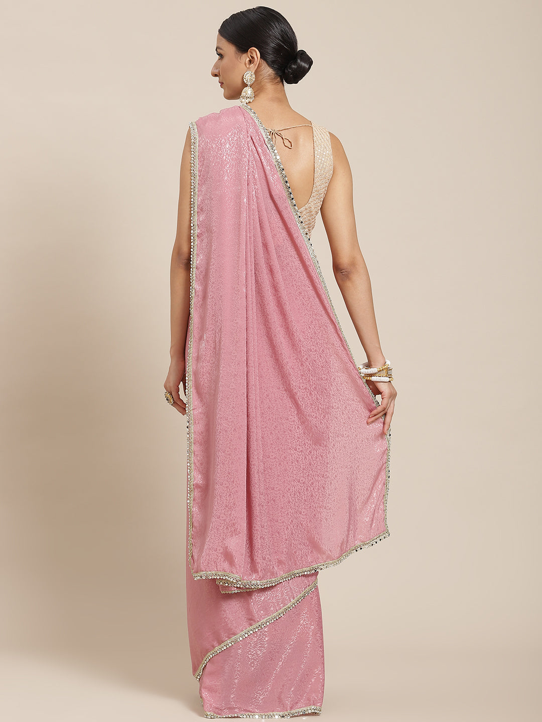 Tikhi Imli Pink Ethnic Motifs Print Saree | Grocsy