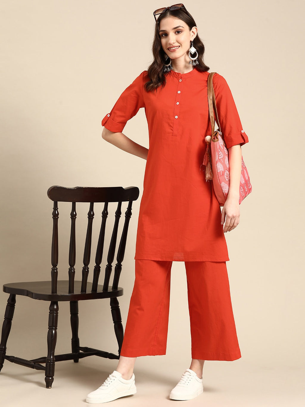 Sangria Women Pure Cotton Kurta with Palazzos | Grocsy
