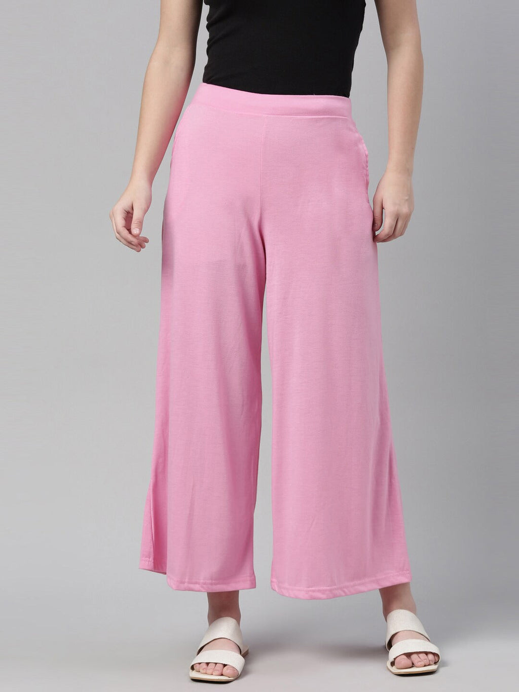 Souchii Pink Knitted Palazzos | Grocsy
