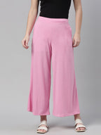 Souchii Pink Knitted Palazzos | Grocsy