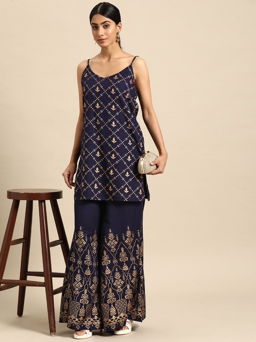 All About You Foil Printed Regular Kurta with Palazzos | Grocsy