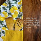 Oak & Lily 100% Cotton Kitchen Apron-Lemon Yellow | Grocsy