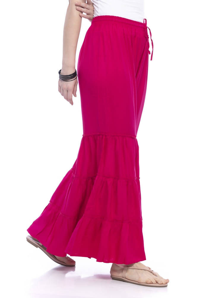 Mominos Fashion Reyon Cotton Magenta Palazzo | Grocsy
