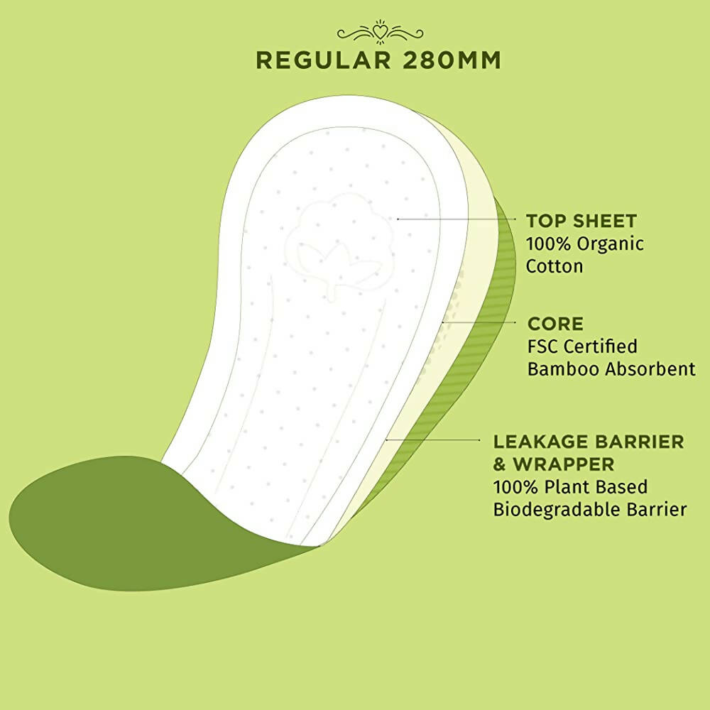 Pee Safe Organic Cotton Biodegradable Sanitary Pads-Quarterly Pack | Grocsy