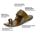 Stepsoft Men'S Olive Brown Kolhapuri Chappal | Handcrafted Leather Ethnic Slip-On Slippers | Grocsy