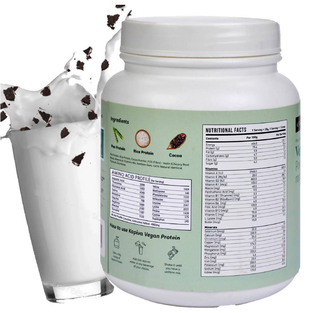 Kapiva Ayurveda Vegan Protein Post-Workout Recovery Cookies & Cream | Grocsy