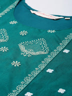 All About You Ethnic Motifs Embroidered Panelled Thread Work Chanderi Silk Kurta Set | Grocsy
