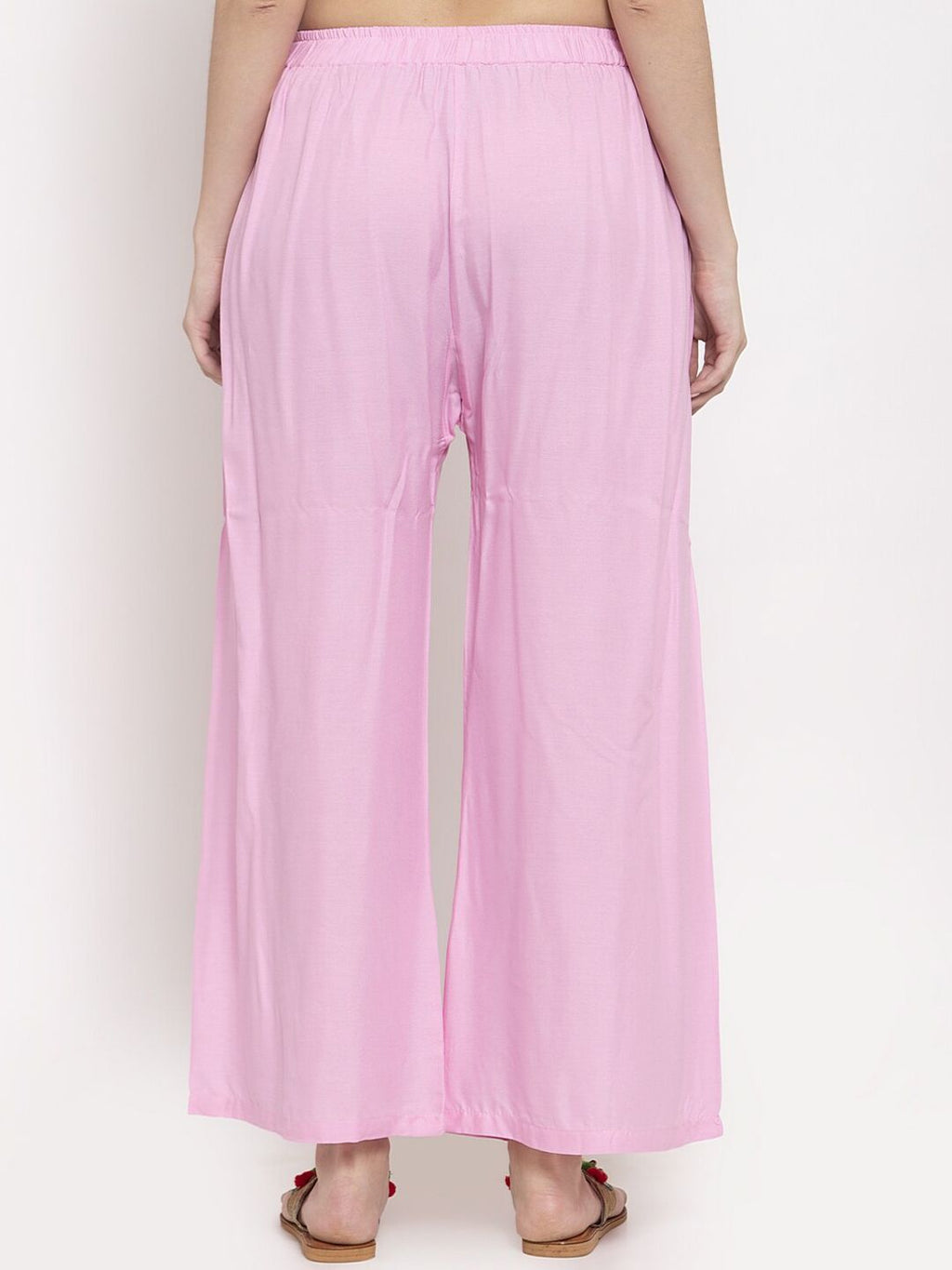 TAG 7 Women Pink Solid Flared Palazzos | Grocsy