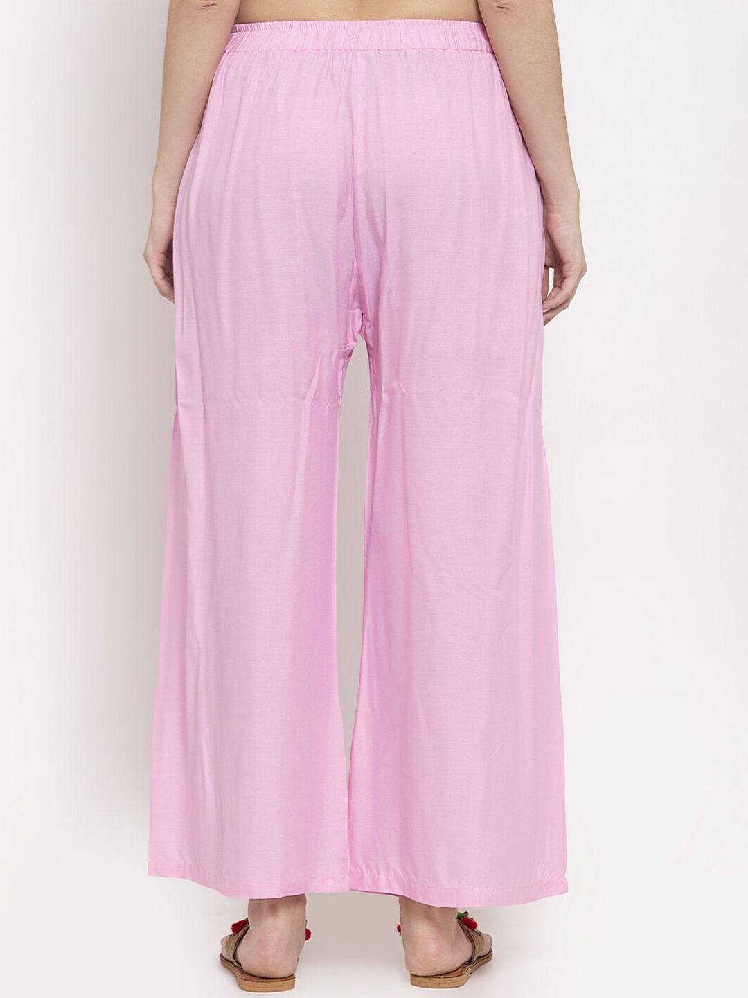 TAG 7 Women Pink Solid Flared Palazzos | Grocsy