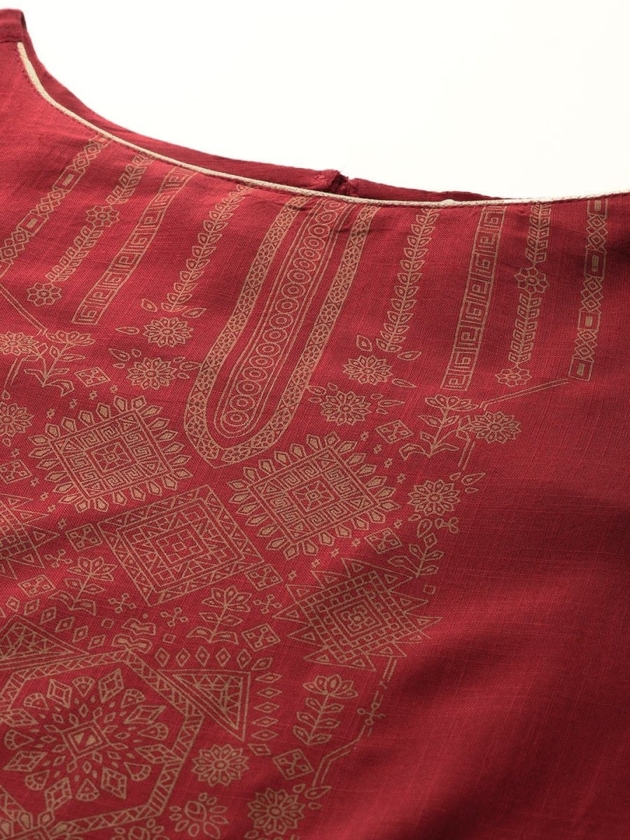 All About You Ethnic Motifs Print Kurta with Trousers & With Dupatta | Grocsy