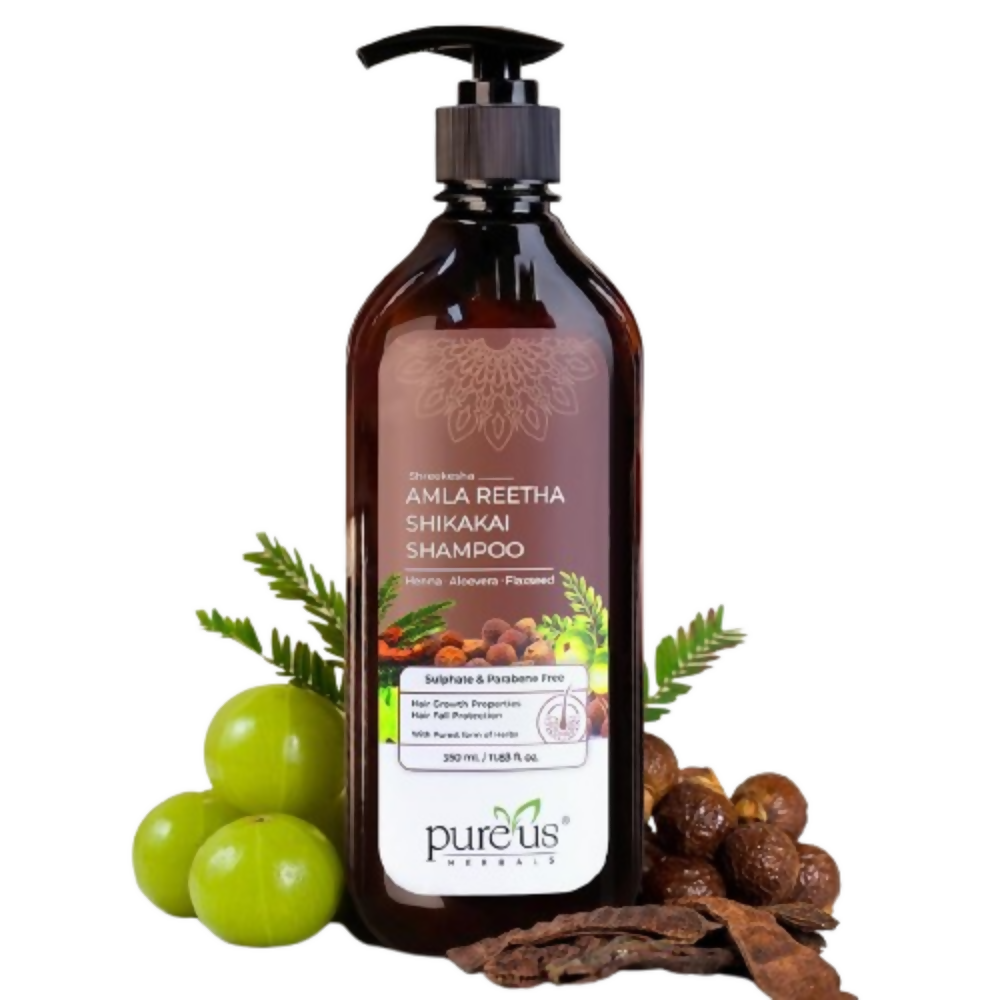 Pureus Herbals Shreekesha Amla Reetha Shikakai Shampoo | Grocsy