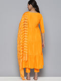 HERE&NOW Women Yellow Embroidered Kurta with Trousers & With Dupatta | Grocsy