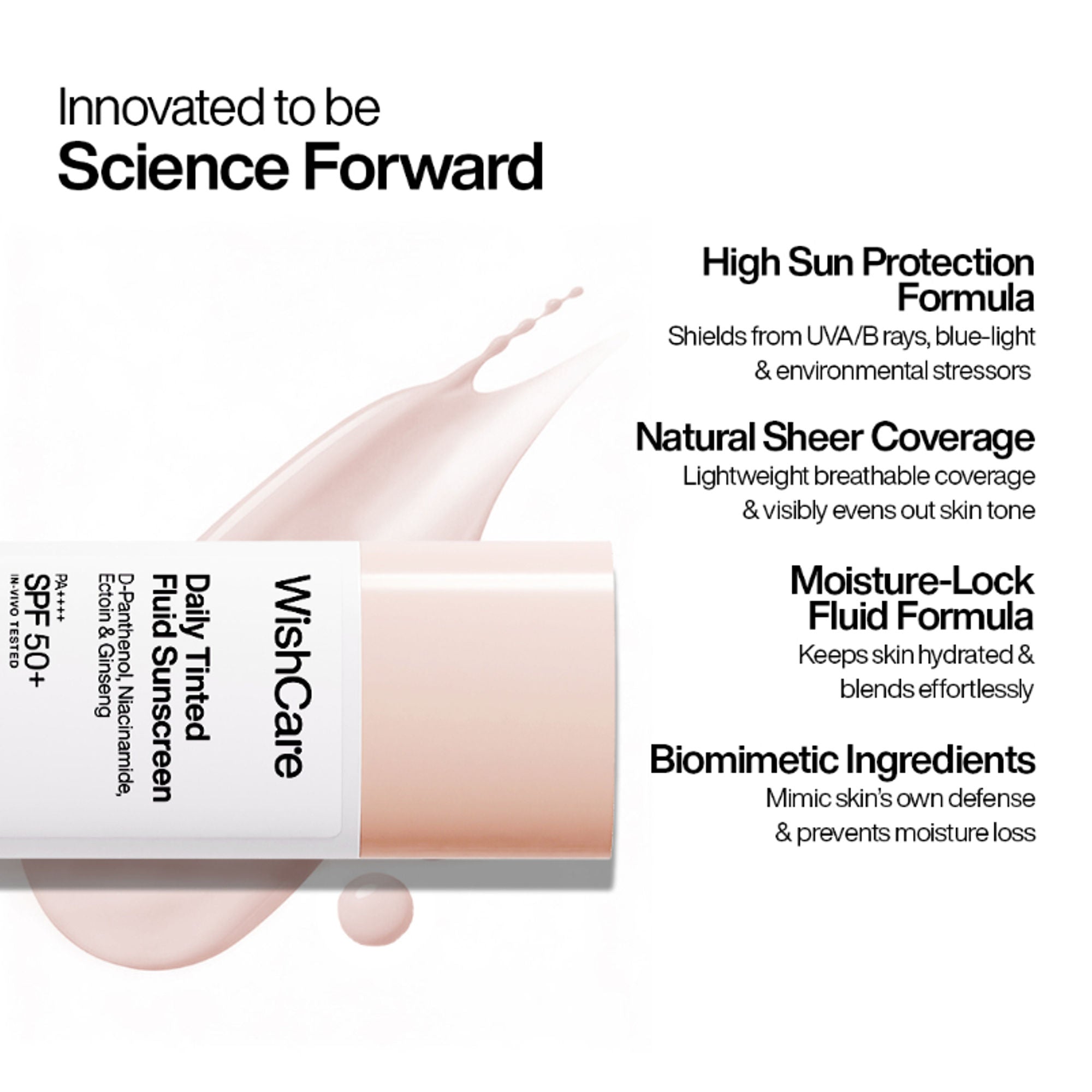 Wishcare Daily Fluid Tinted Sunscreen SPF50PA++++ - L101 | Grocsy