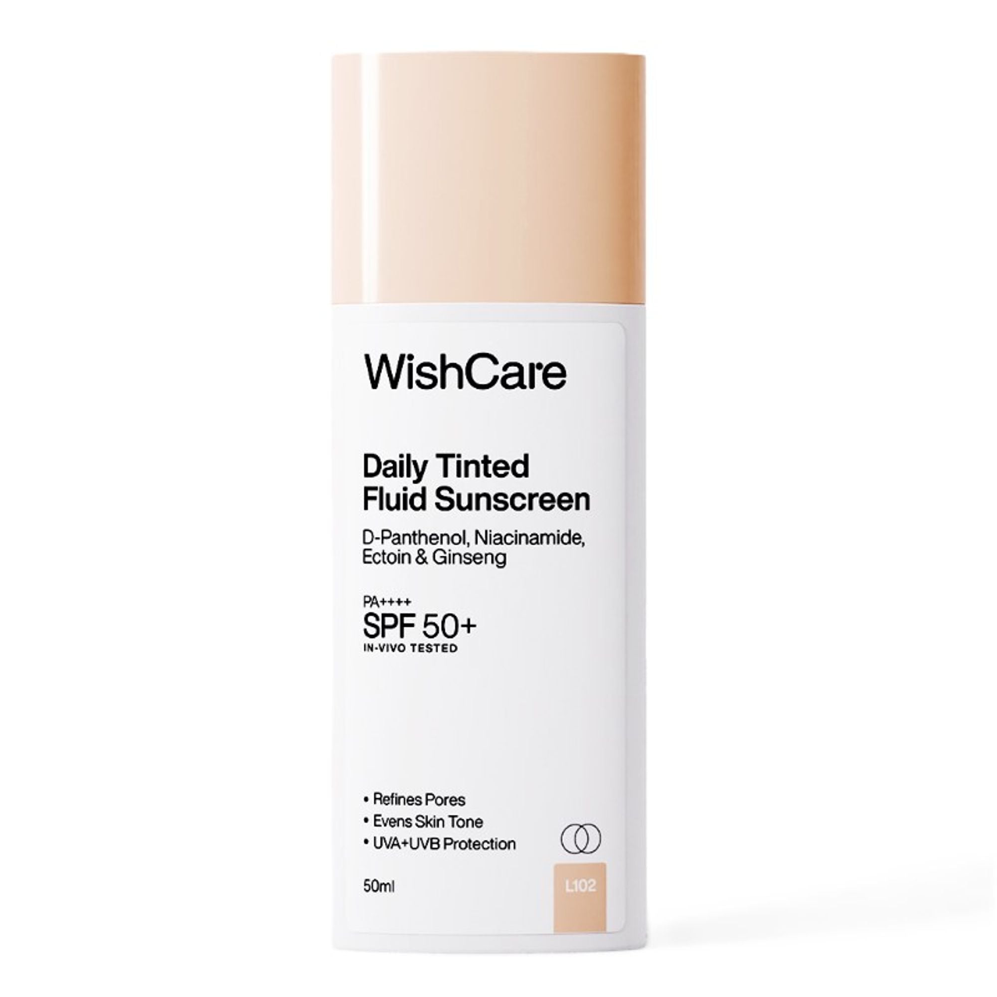 Wishcare Daily Fluid Tinted Sunscreen SPF50PA++++ - L102 | Grocsy