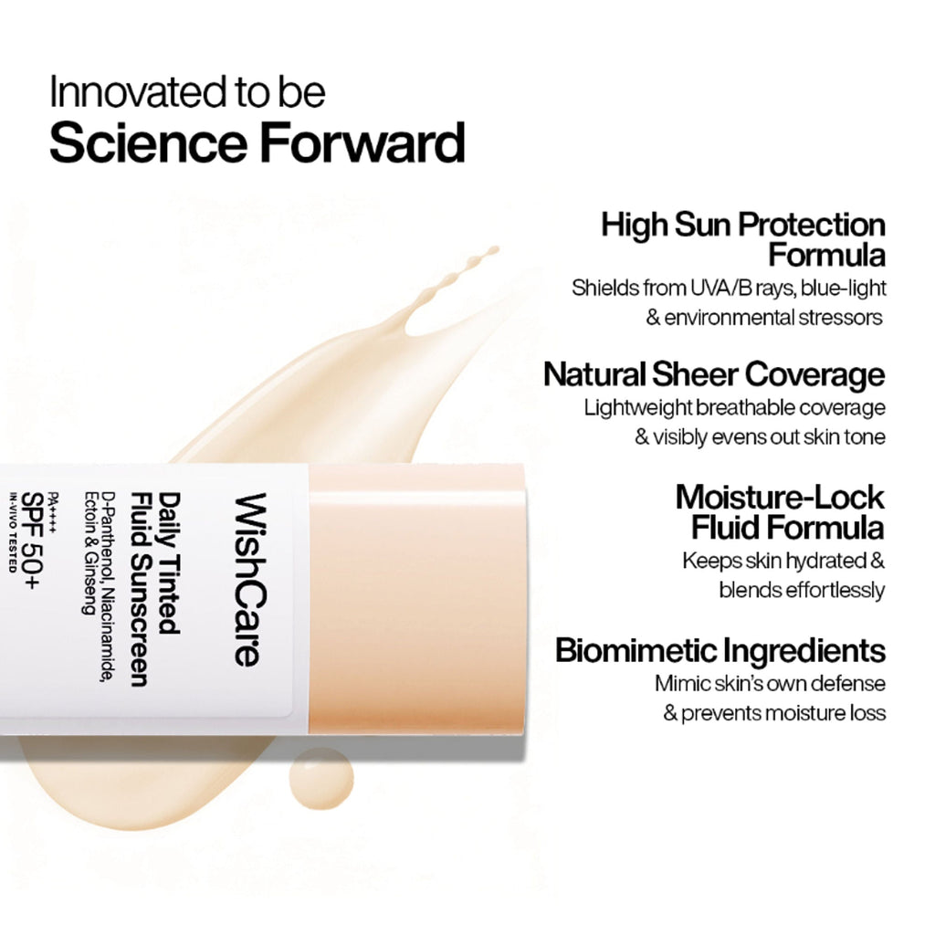 Wishcare Daily Fluid Tinted Sunscreen SPF50PA++++ - L102 | Grocsy