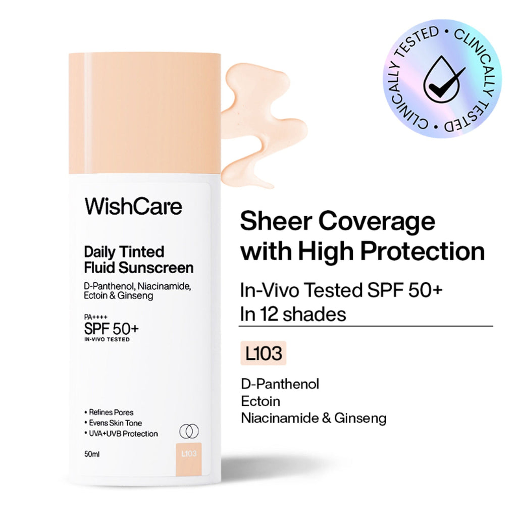 Wishcare Daily Fluid Tinted Sunscreen SPF50PA++++ - L103 | Grocsy