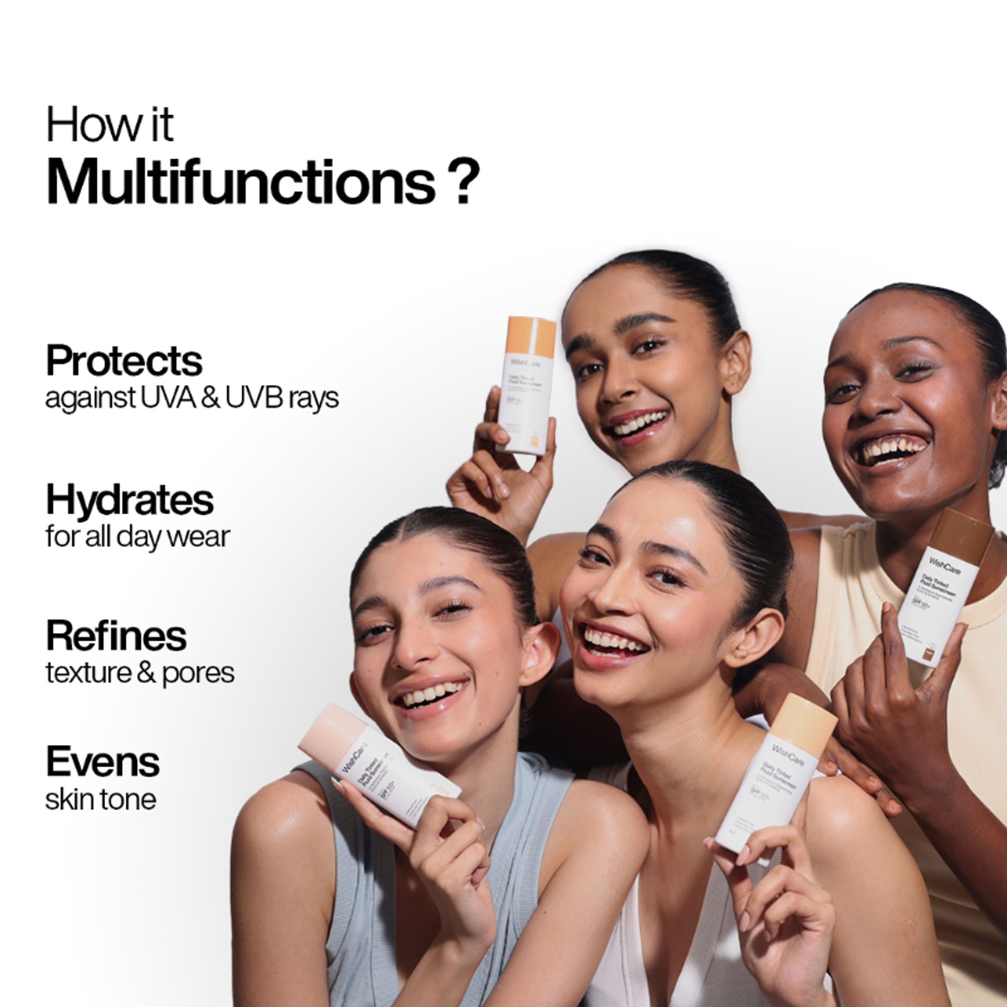 Wishcare Daily Fluid Tinted Sunscreen SPF50PA++++ - L103 | Grocsy