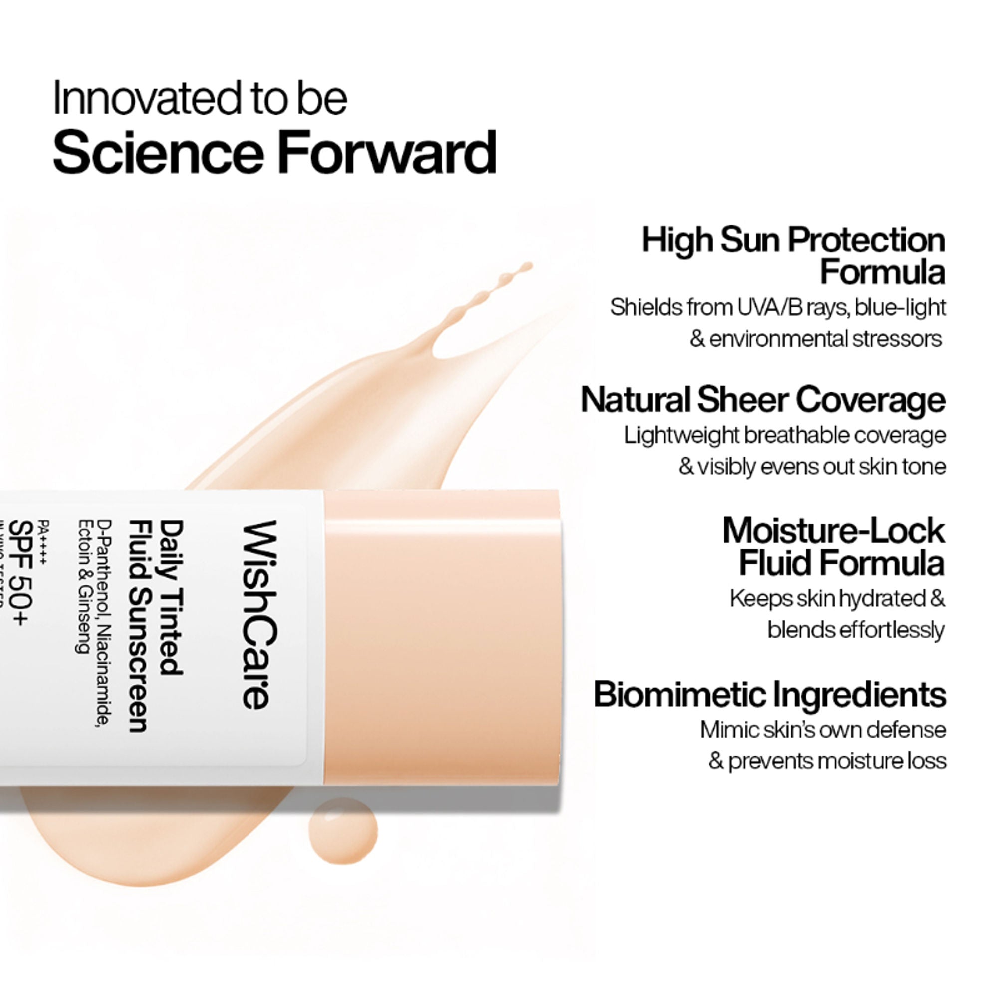 Wishcare Daily Fluid Tinted Sunscreen SPF50PA++++ - L104 | Grocsy