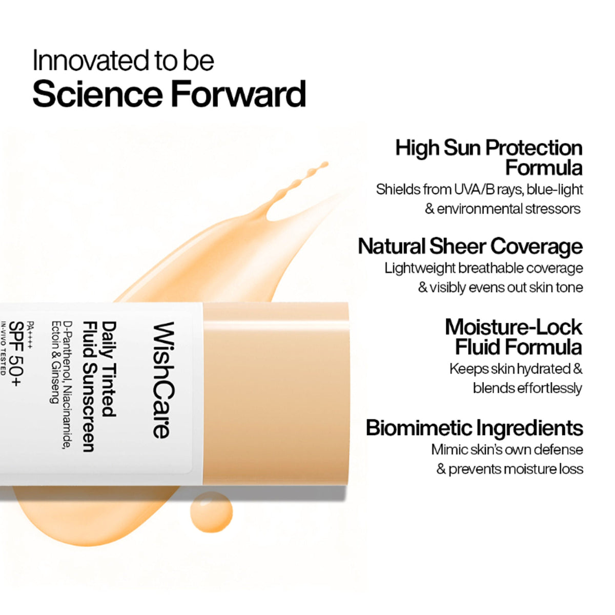 Wishcare Daily Fluid Tinted Sunscreen SPF50PA++++ - M201 | Grocsy