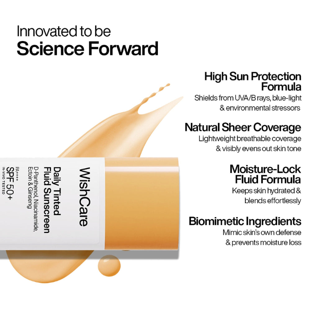 Wishcare Daily Fluid Tinted Sunscreen SPF50PA++++ - M202 | Grocsy