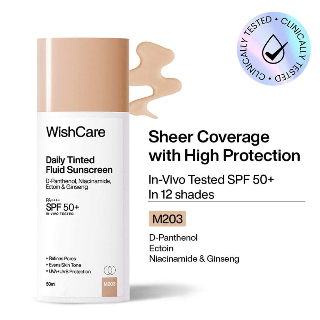 Wishcare Daily Fluid Tinted Sunscreen SPF50PA++++ - M203 | Grocsy