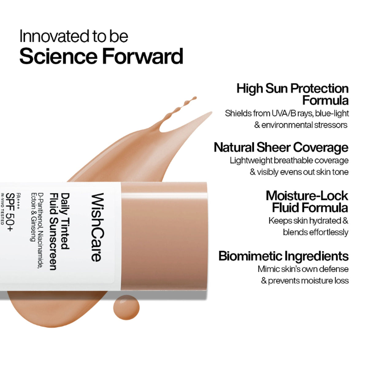 Wishcare Daily Fluid Tinted Sunscreen SPF50PA++++ - M204 | Grocsy