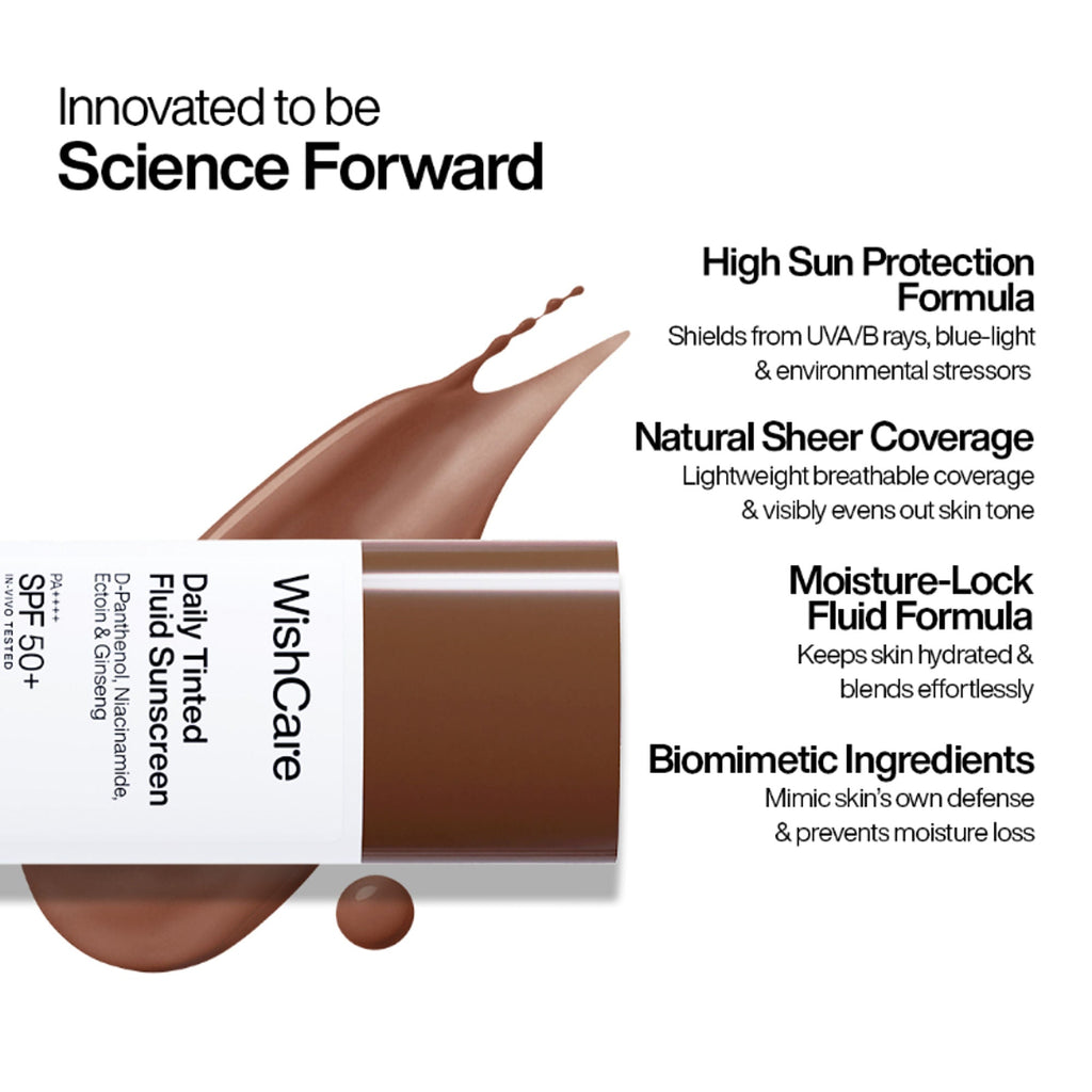 Wishcare Daily Fluid Tinted Sunscreen SPF50PA++++ - R302 | Grocsy