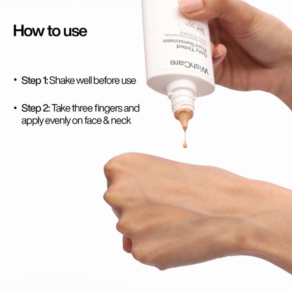 Wishcare Daily Fluid Tinted Sunscreen SPF50PA++++ - R302 | Grocsy