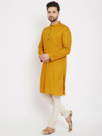 Even Apparels Yellow Rayon Wedding Men's Kurta For Haldi | Grocsy