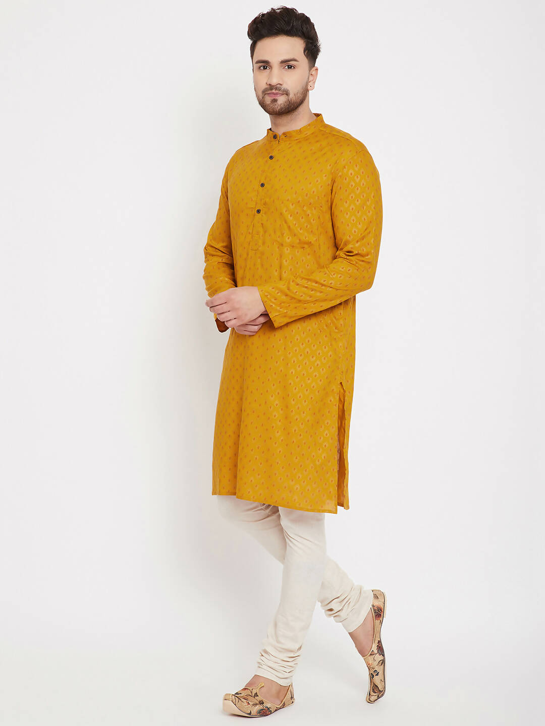 Even Apparels Yellow Rayon Wedding Men's Kurta For Haldi | Grocsy