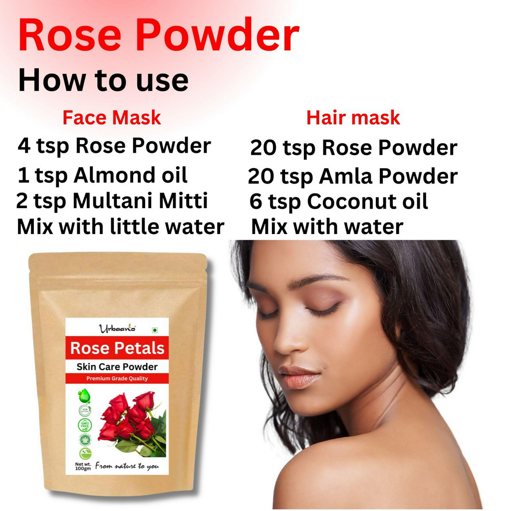 Urbaano Herbal Rose Petal Powder Double Filtered Natural Pure For Skin | Grocsy