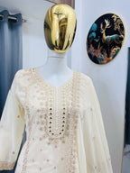 Teeya Creation White Color Faux Georgette Embroidery Work Party Wear Salwar Suit | Grocsy