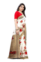 Vamika White Printed Art Silk Saree | Grocsy