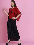 Women Republic Maroon Cotton Kaftan With Dhoti | Grocsy