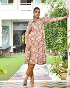 Vaasva Women's Brown Cotton Digital Printed Cord Set | Grocsy