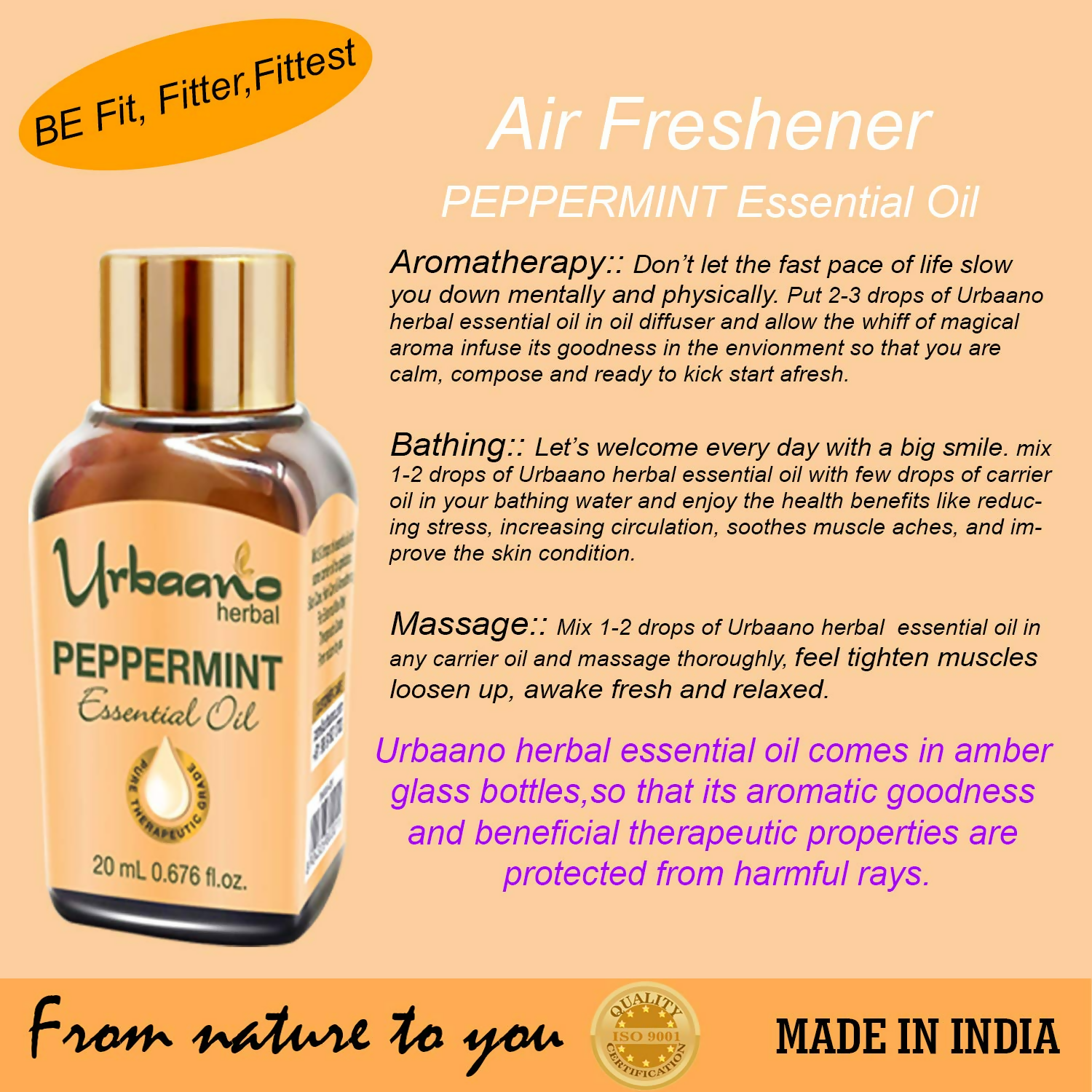 Urbaano Herbal Peppermint Essential Oil | Grocsy