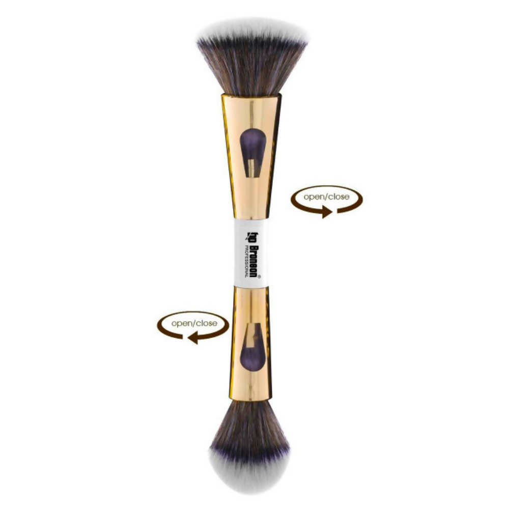 Bronson Professional 4 in 1 Travel Brush Foundation Brush, Powder Brush, Eyeshadow Brush, Flat Brush | Grocsy