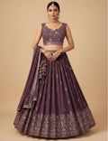 Lehenga Mart Dusty Purple Star Faux Georgette Designer Bollywood Style Wedding Wear Lehenga Choli | Grocsy