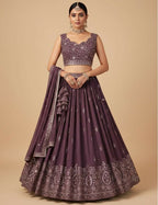 Lehenga Mart Dusty Purple Star Faux Georgette Designer Bollywood Style Wedding Wear Lehenga Choli | Grocsy