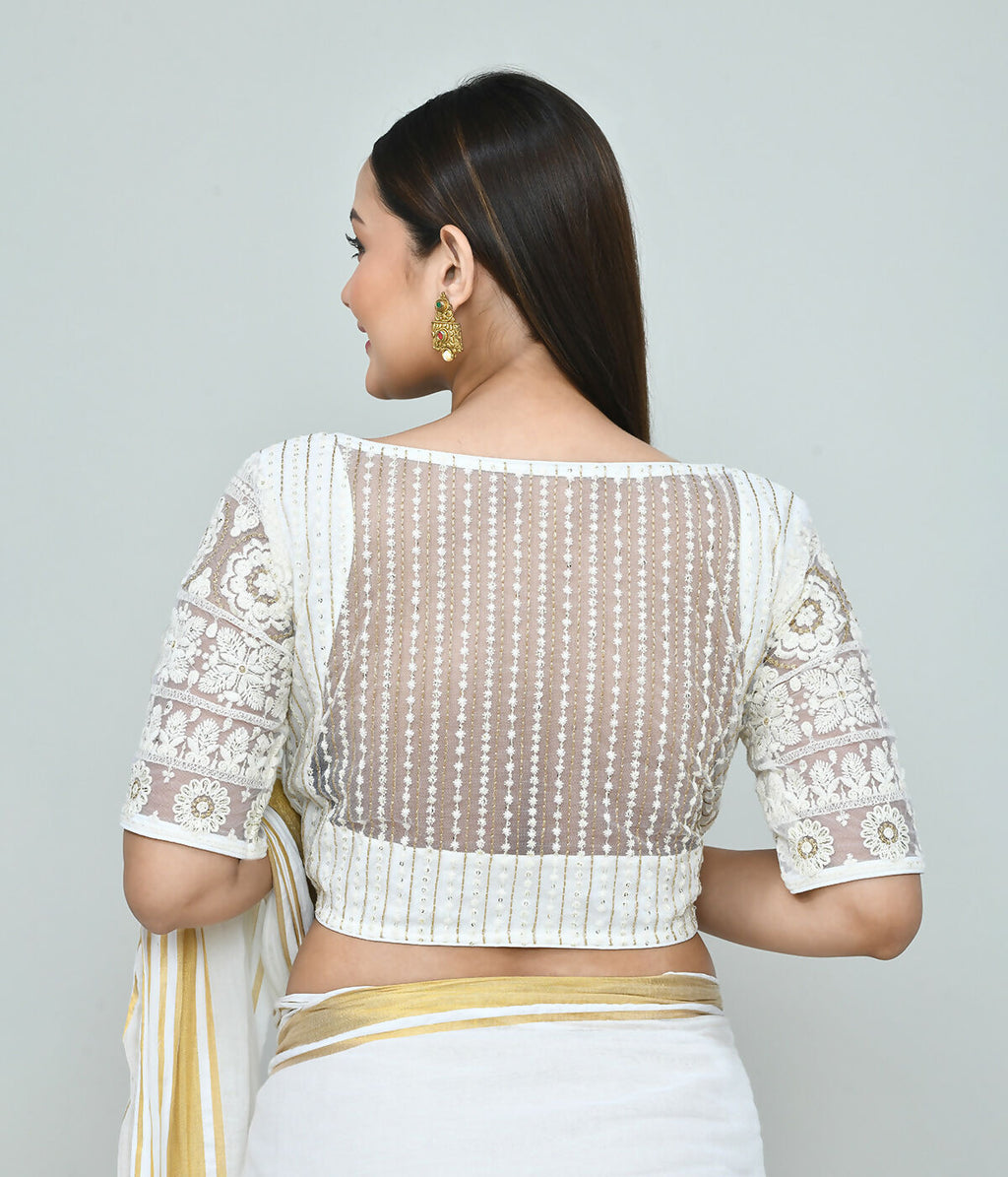 Joban Fashion Women's White Embroidered Stitched Blouse | Grocsy