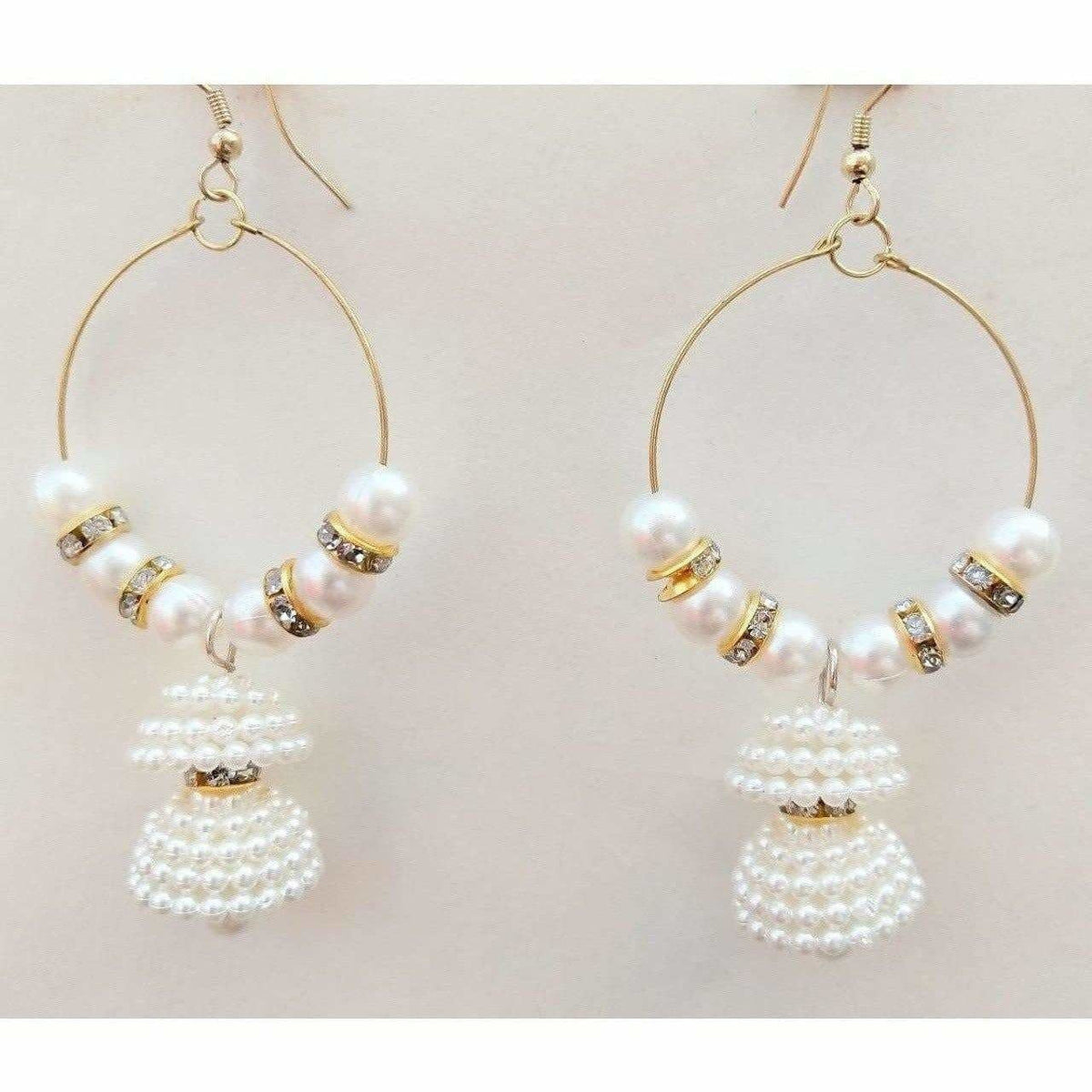 MS Fashion India Beautiful Party Wear White Pearl Ring Jhumka Earrings | Grocsy