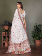 Joban Fashion White Thread Woven Pashmina Sarees | Grocsy