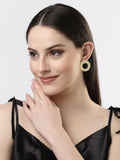 NVR Women Gold-Polished Cut Out Circle Drop Earrings | Grocsy