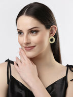 NVR Women Gold-Polished Cut Out Circle Drop Earrings | Grocsy