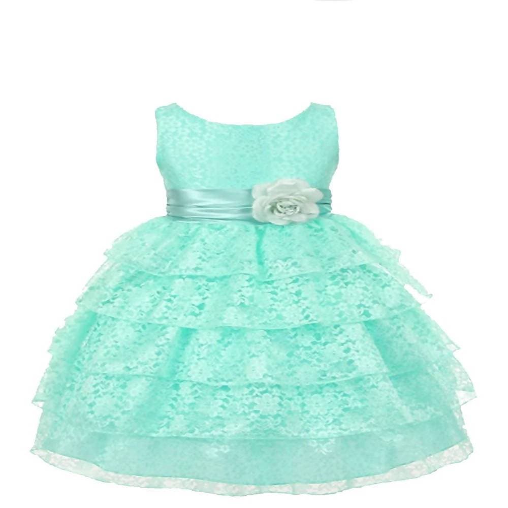 Asmaani Baby Girl's Aqua Blue Colour Satin A-Line Maxi Full Length Dress (AS-DRESS-22108) | Grocsy