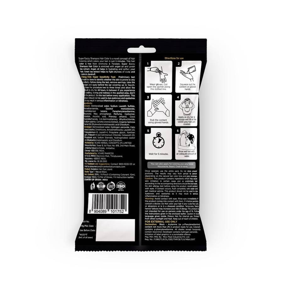 VCare Super Eazzy Hair Color Shampoo - Natural Black1 | Grocsy
