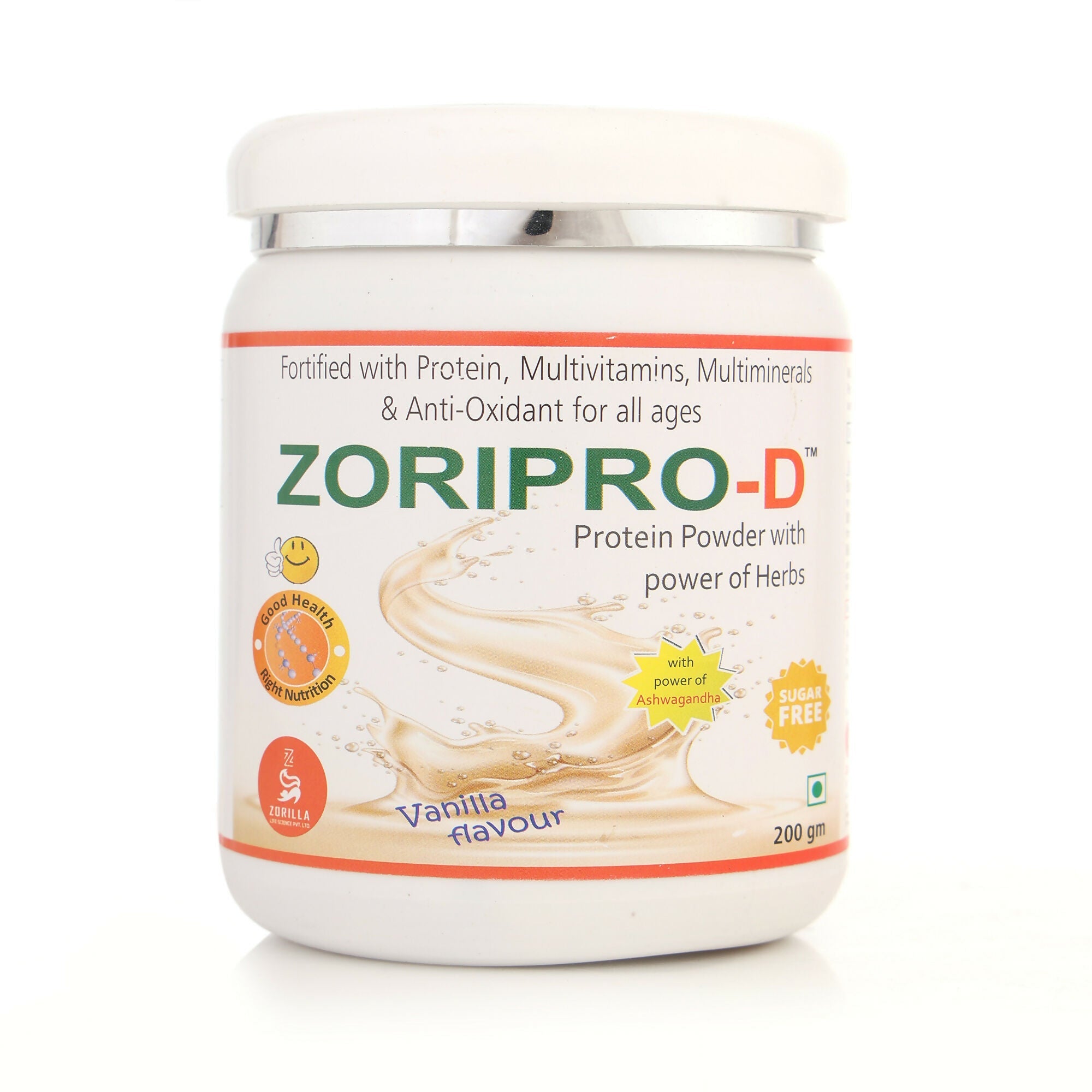 Zorilla Life Science Zoripro-D Protein Powder - Vanilla I Fortified with Protein I Multivitamin I Multimineral I Protein Powder with power of Herbs I Milk Protein with Power of Ashwagandha | Grocsy