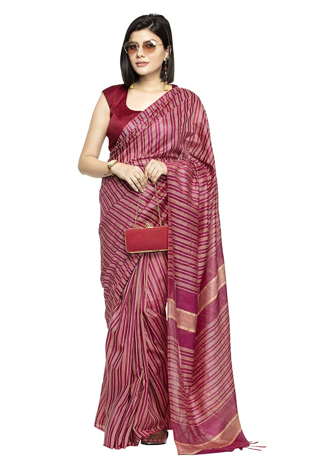 Mominos Fashion Purple Color Bhagalpuri Saree | Grocsy