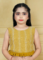 Wedding Designer Yellow Georgette Kidswear Lehenga - Aaradhna | Grocsy